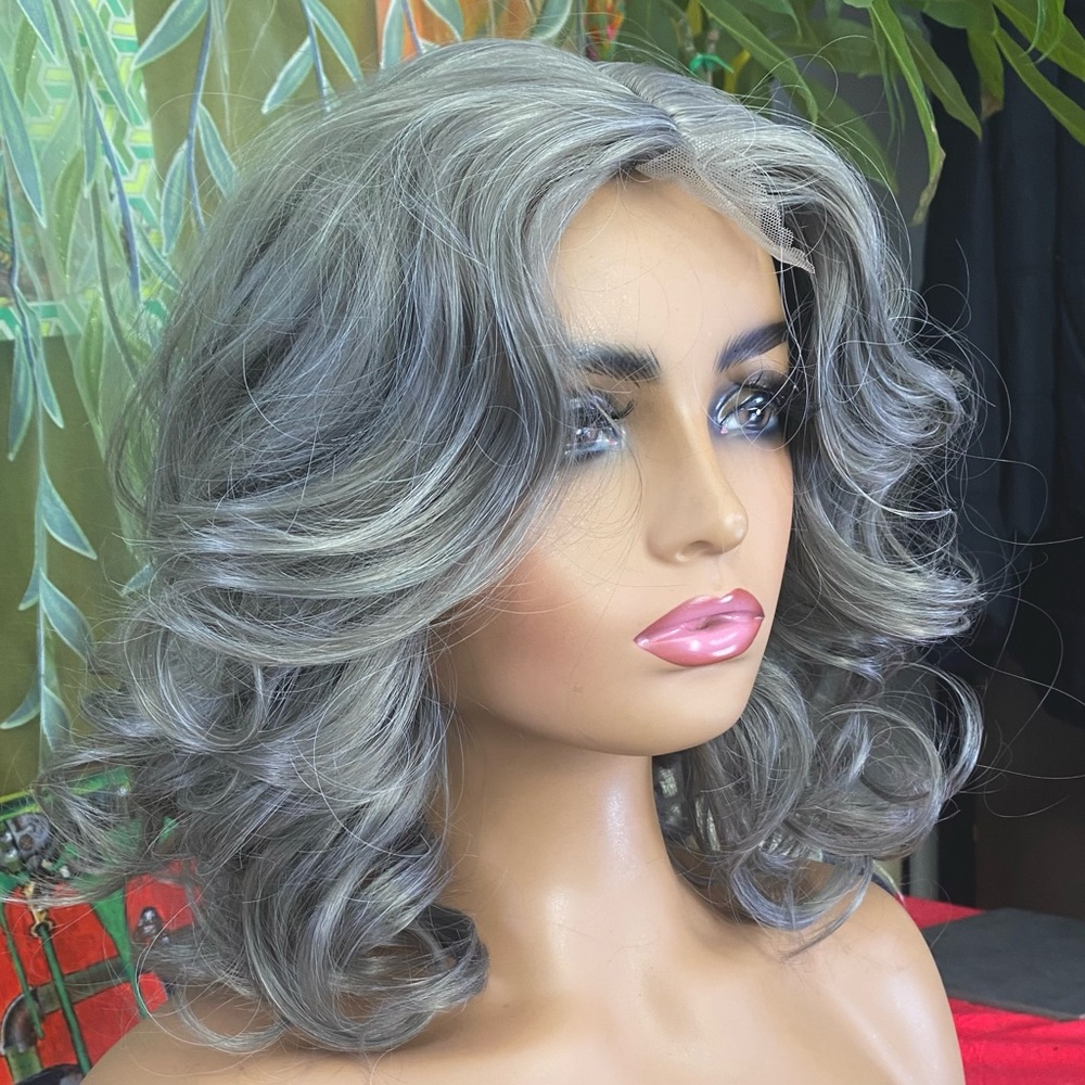 lace front grey silver fox pinup curls wig